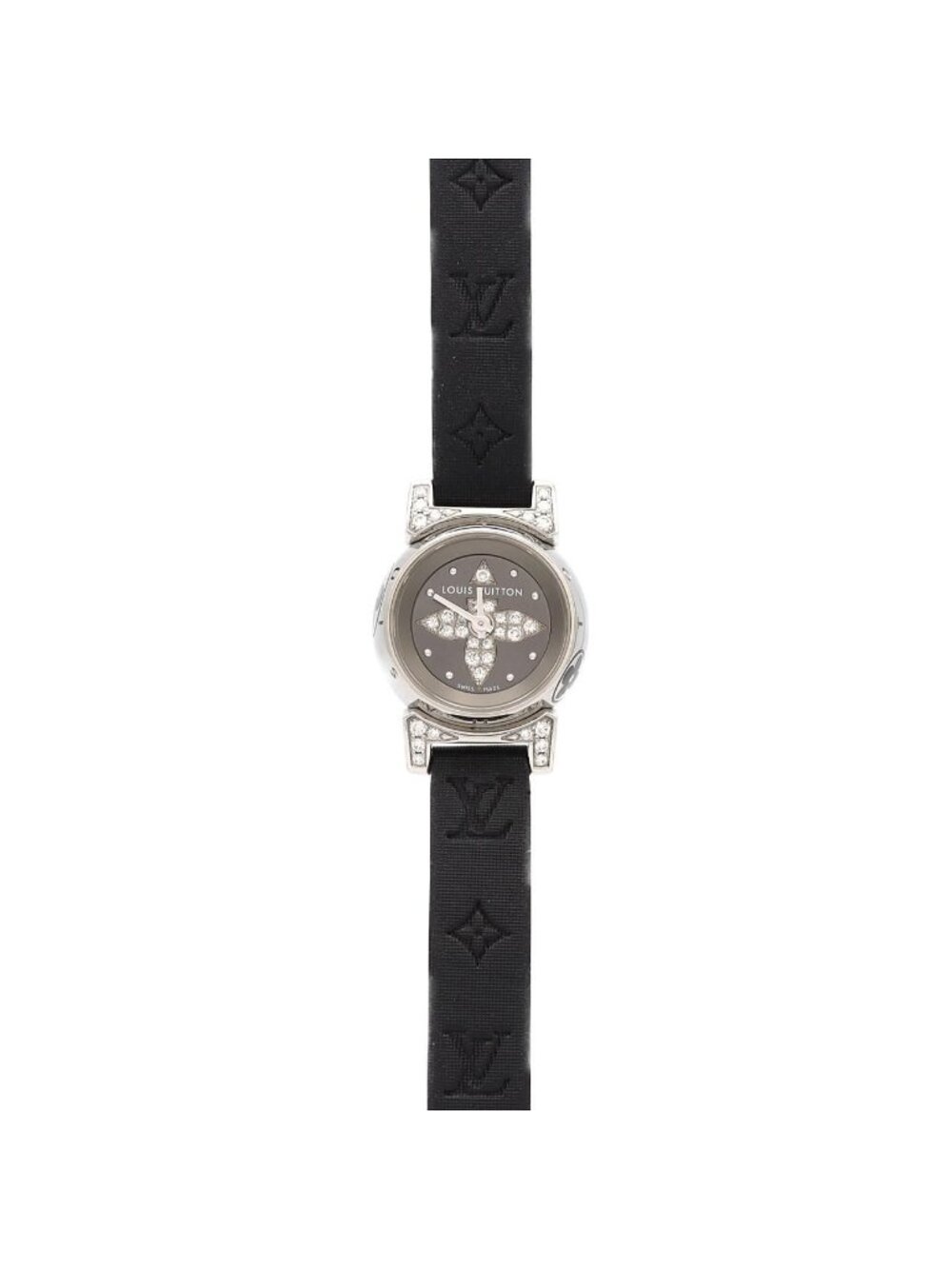 Louis Vuitton Tambour Bijou Center Pave Lug D SS Quartz Watch